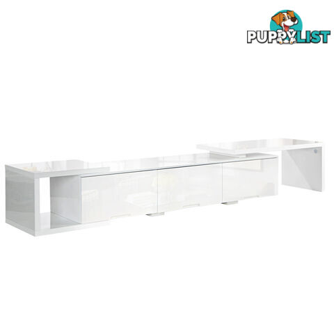 High Gloss Adjustable TV Stand Entertainment Unit 290 cm White