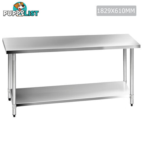 304 Stainless Steel Kitchen Work Bench Table 1829mm