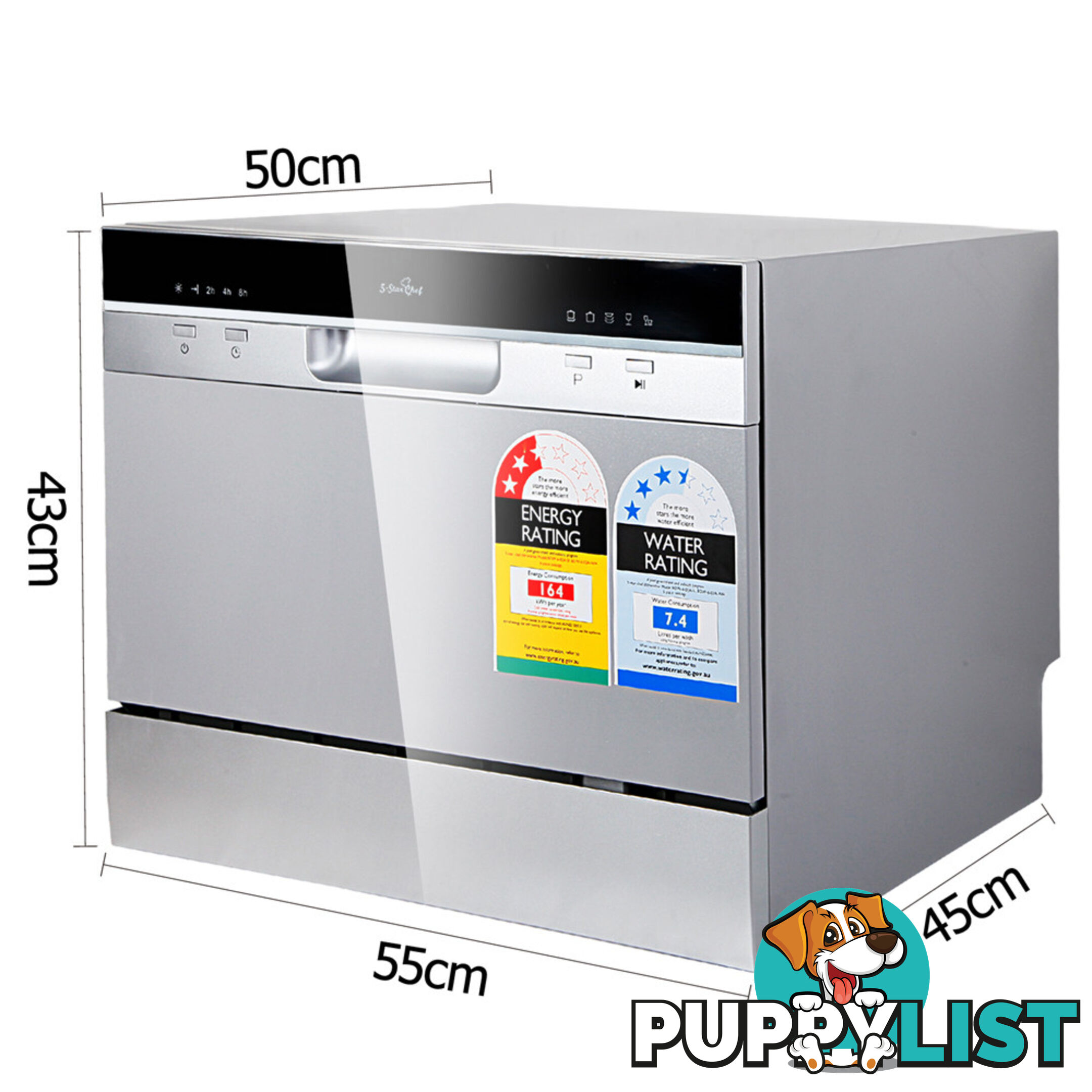 5 Star Chef Electric Benchtop Dishwasher Silver