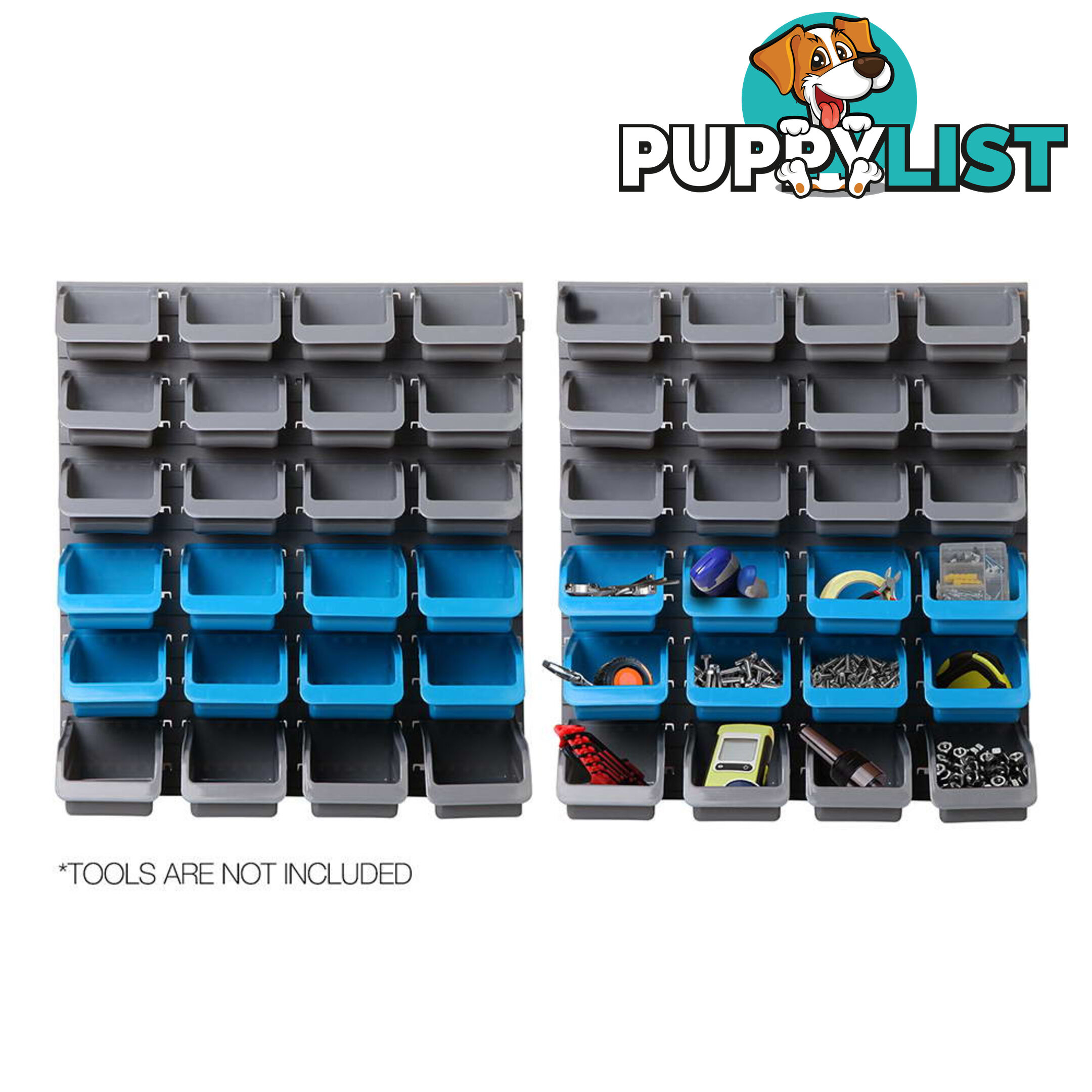 48 Piece Bin Wall Mounted Storage Rack