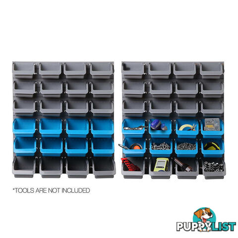 48 Piece Bin Wall Mounted Storage Rack