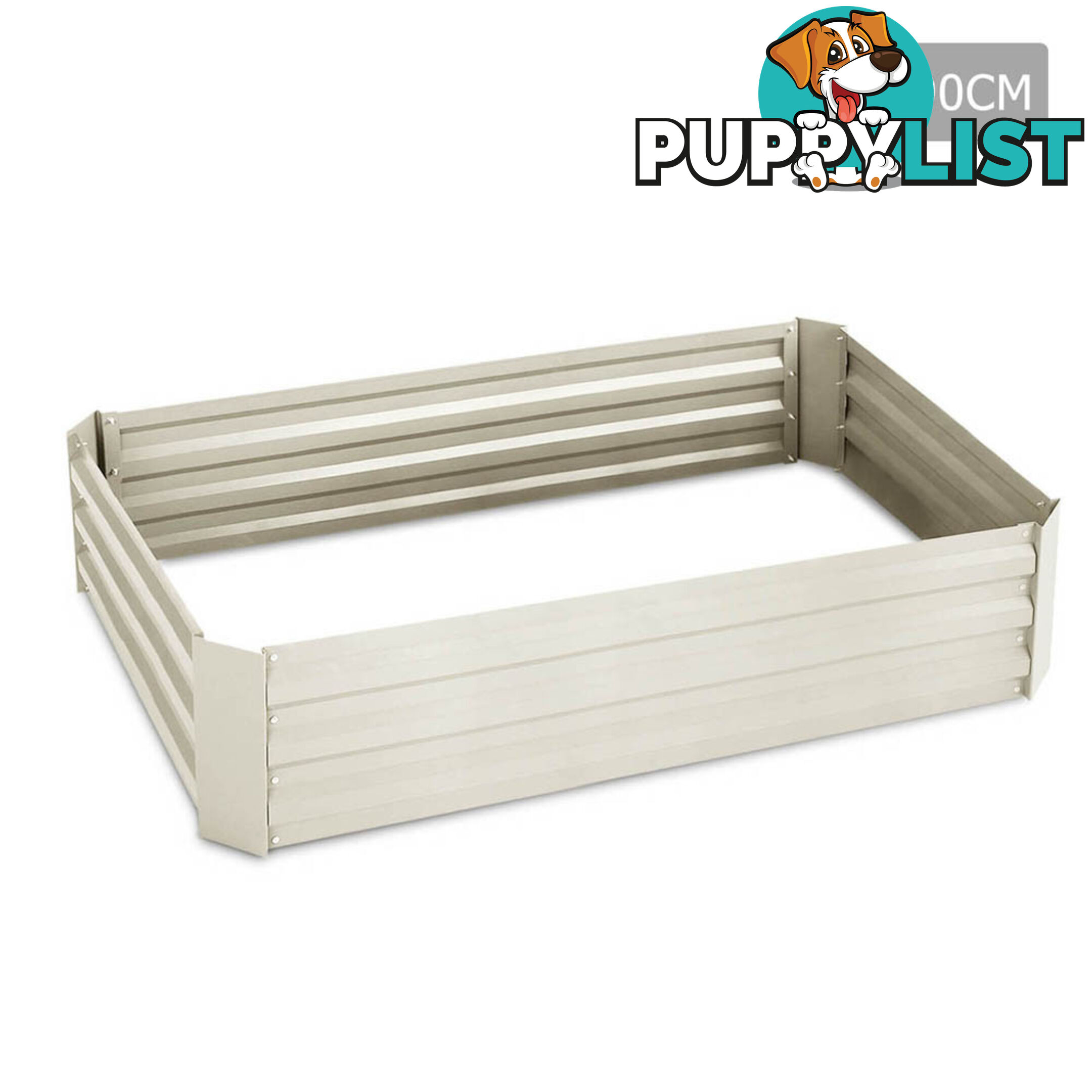 Galvanised Raised Garden Bed - 150 x 90 x 30cm - Cream