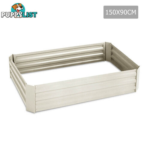 Galvanised Raised Garden Bed - 150 x 90 x 30cm - Cream