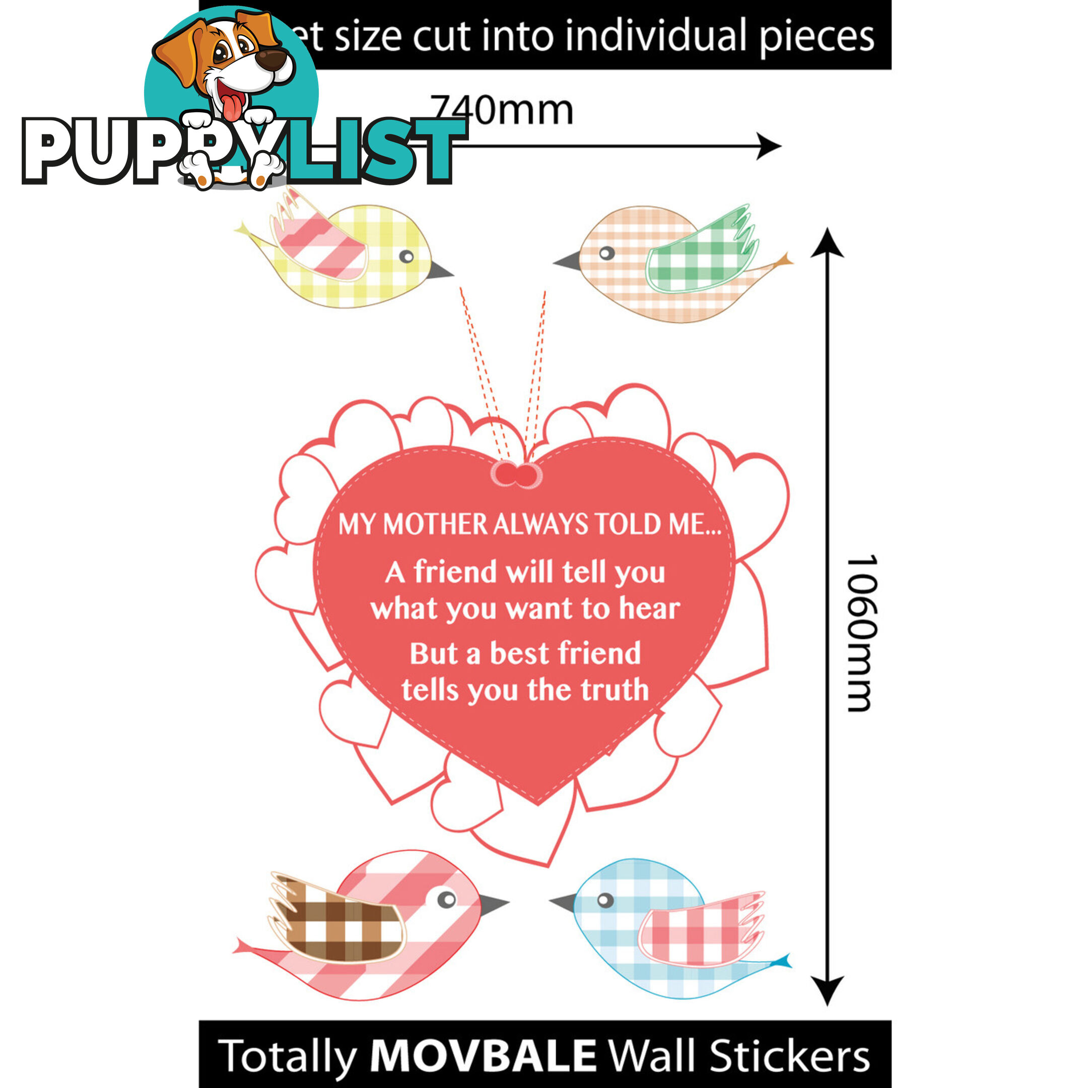 Extra Large Size My Mother Told Me Wall Sticker Quotes - Totally Movable