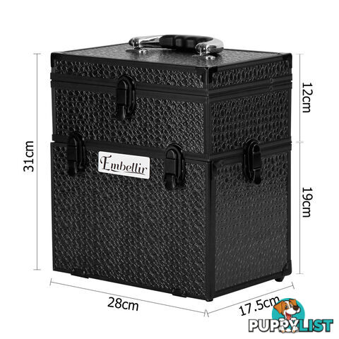 Portable Cosmetic Beauty Make Up Carry Case Box Crocodile Black