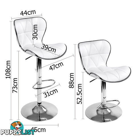 Set of 2 PU Leather Kitchen Bar Stool White