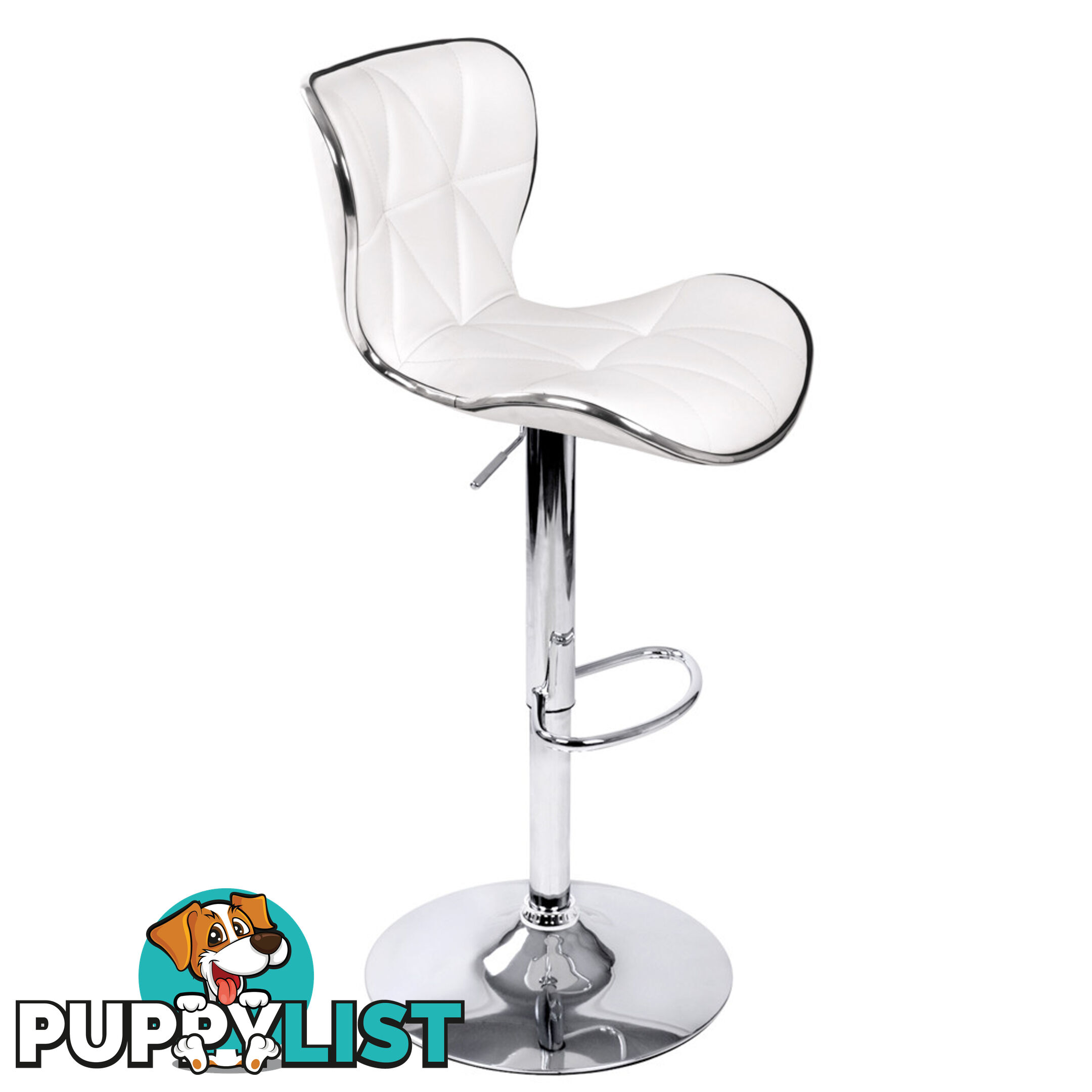 Set of 2 PU Leather Kitchen Bar Stool White