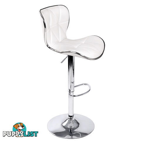 Set of 2 PU Leather Kitchen Bar Stool White