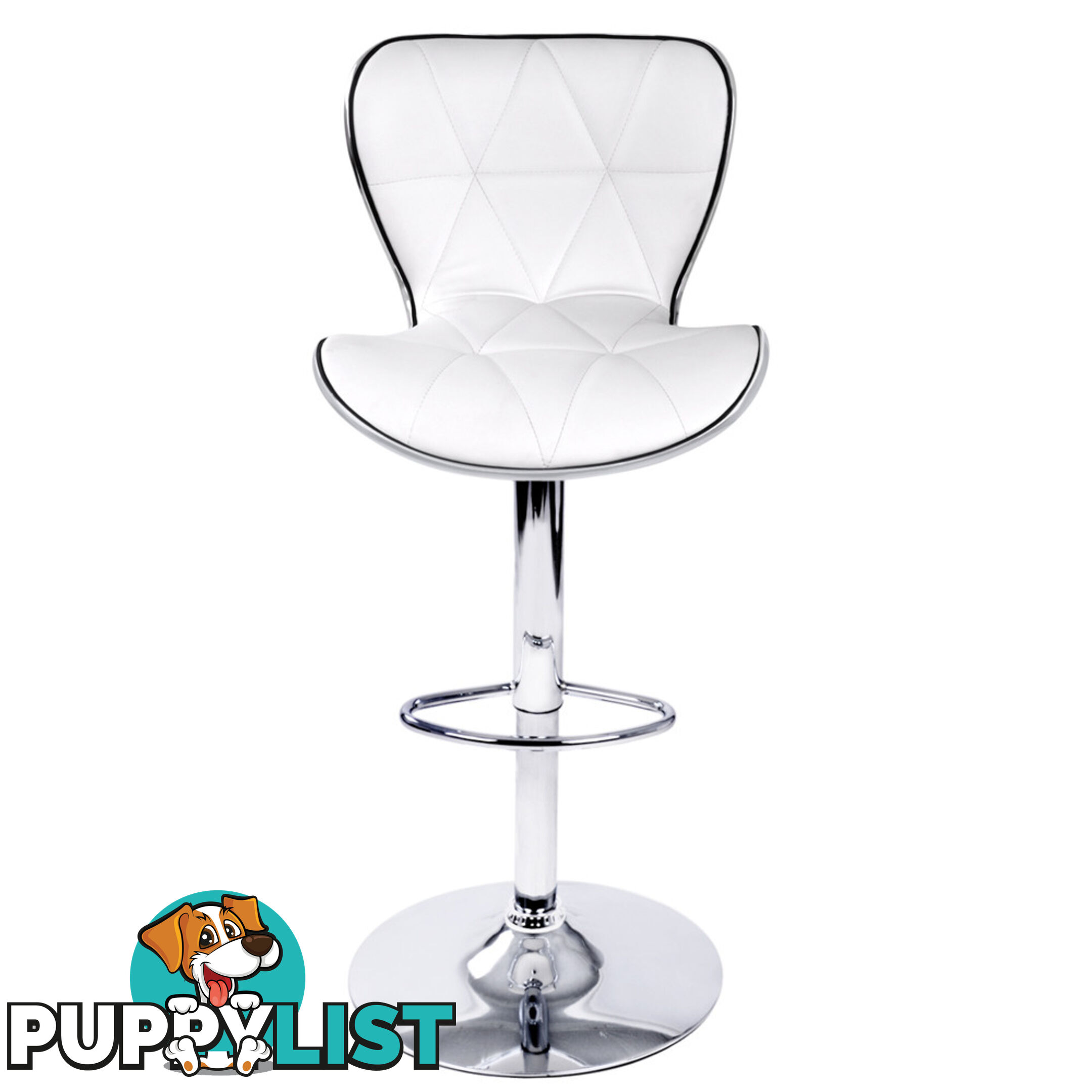 Set of 2 PU Leather Kitchen Bar Stool White