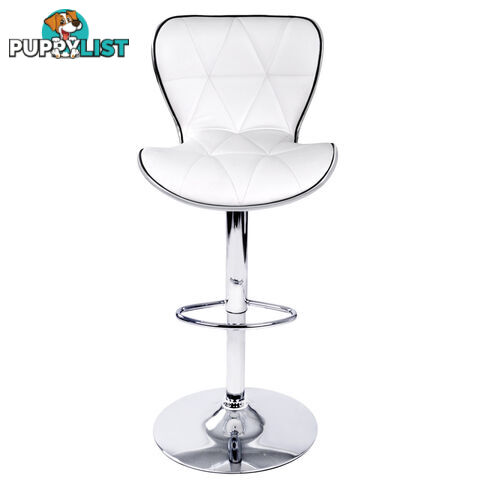 Set of 2 PU Leather Kitchen Bar Stool White