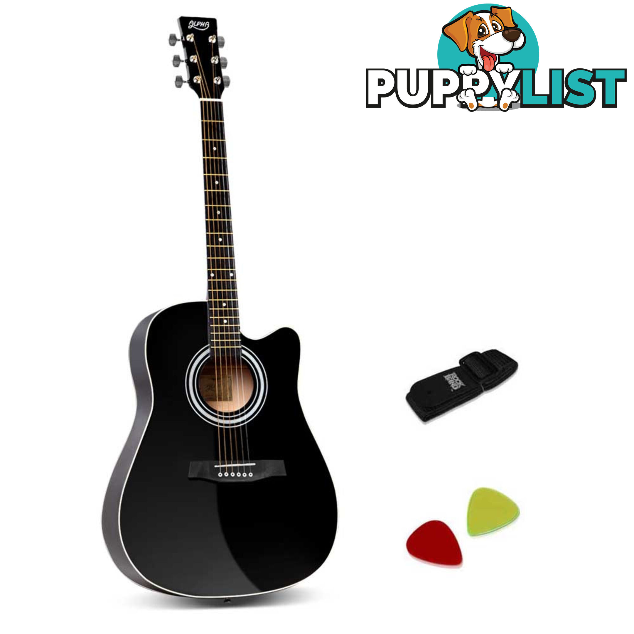 41 Steel-Stringed Acoustic Guitar Black