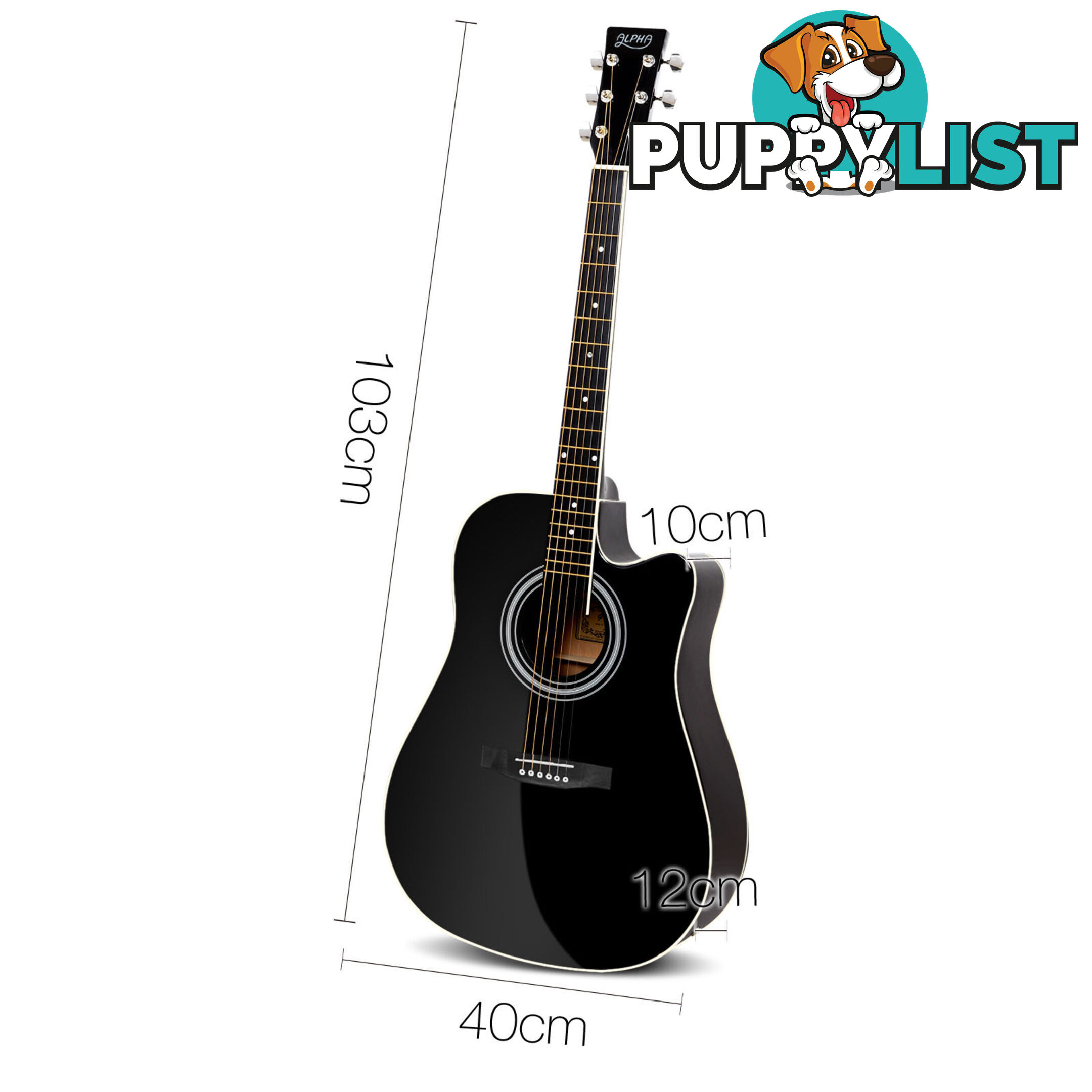 41 Steel-Stringed Acoustic Guitar Black