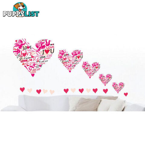 Large Size Pink Cupid Love Hearts Wall Stickers - Totally Movable