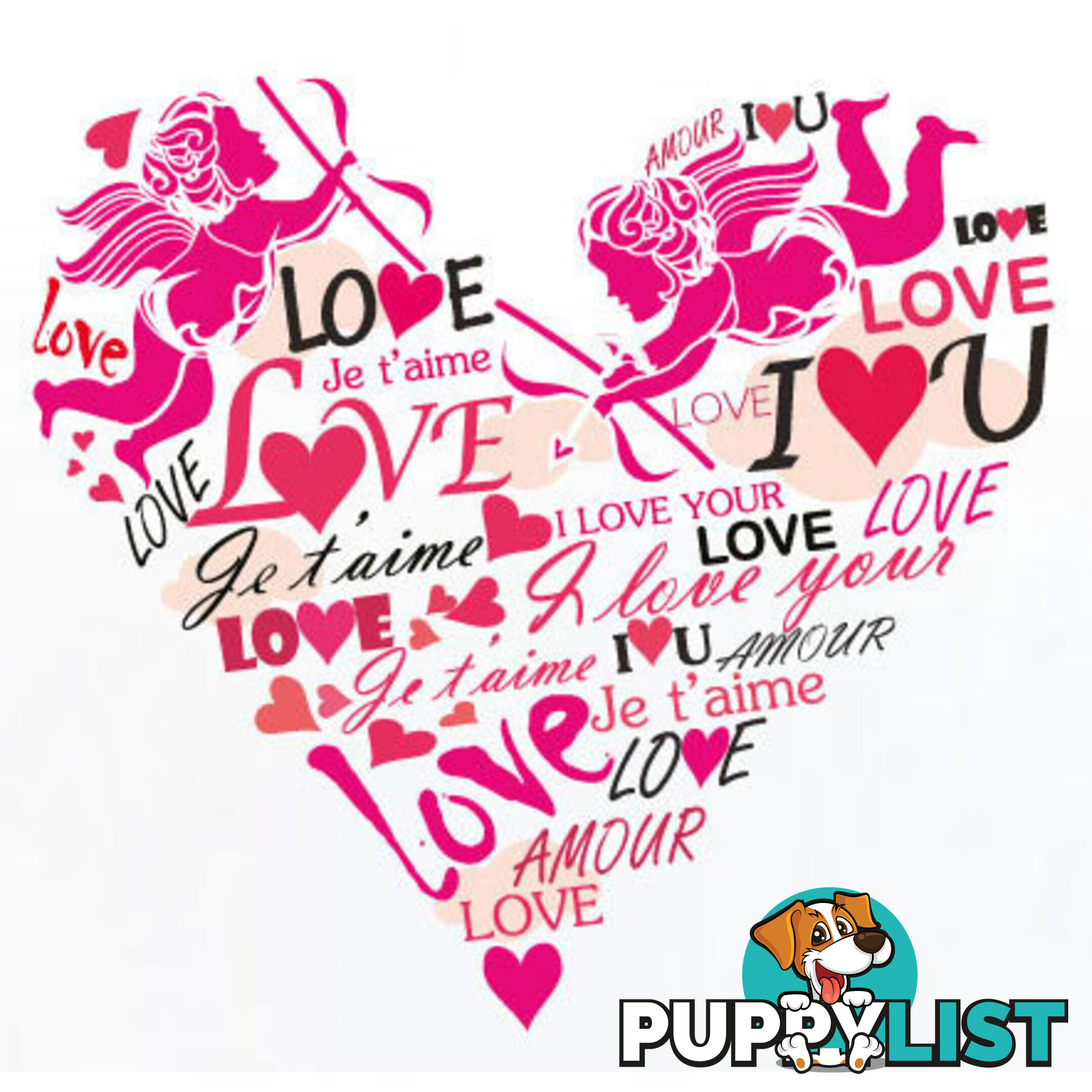 Large Size Pink Cupid Love Hearts Wall Stickers - Totally Movable