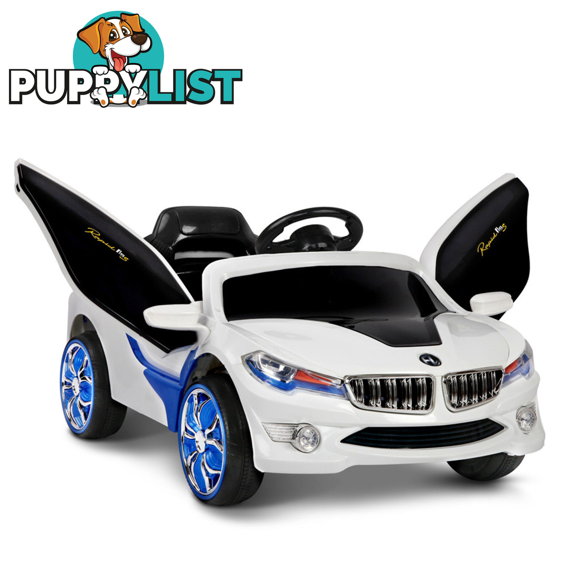 Kids Ride on Car w/ Remote Control Blue White