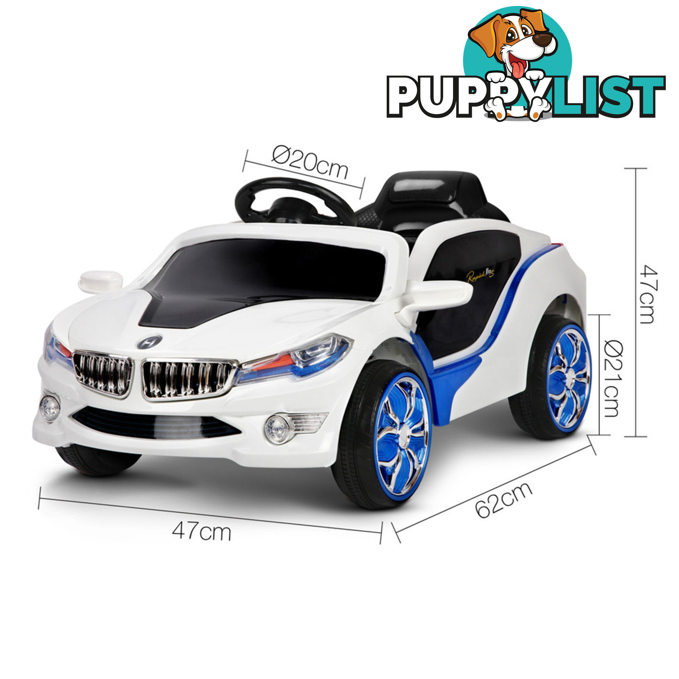 Kids Ride on Car w/ Remote Control Blue White