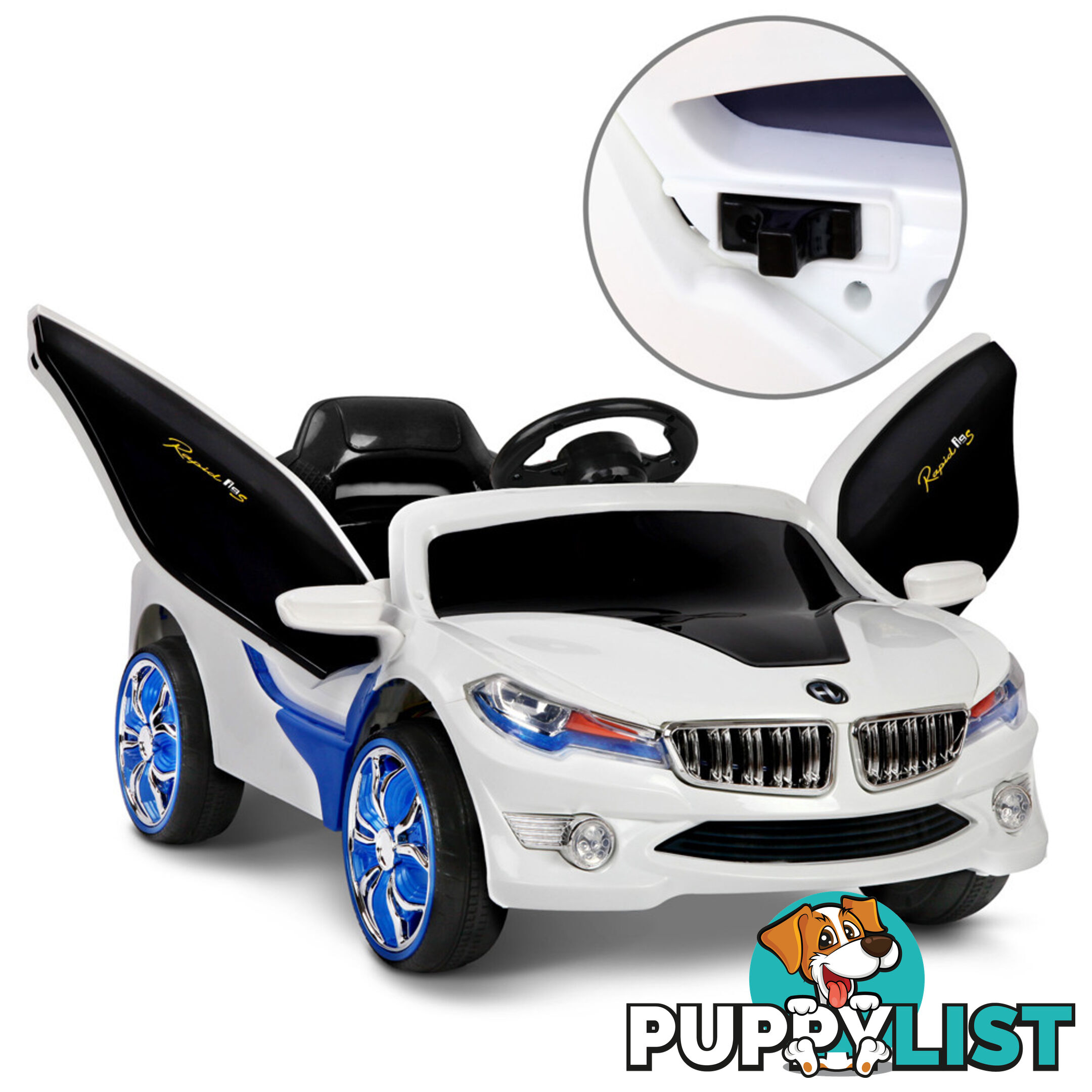 Kids Ride on Car w/ Remote Control Blue White