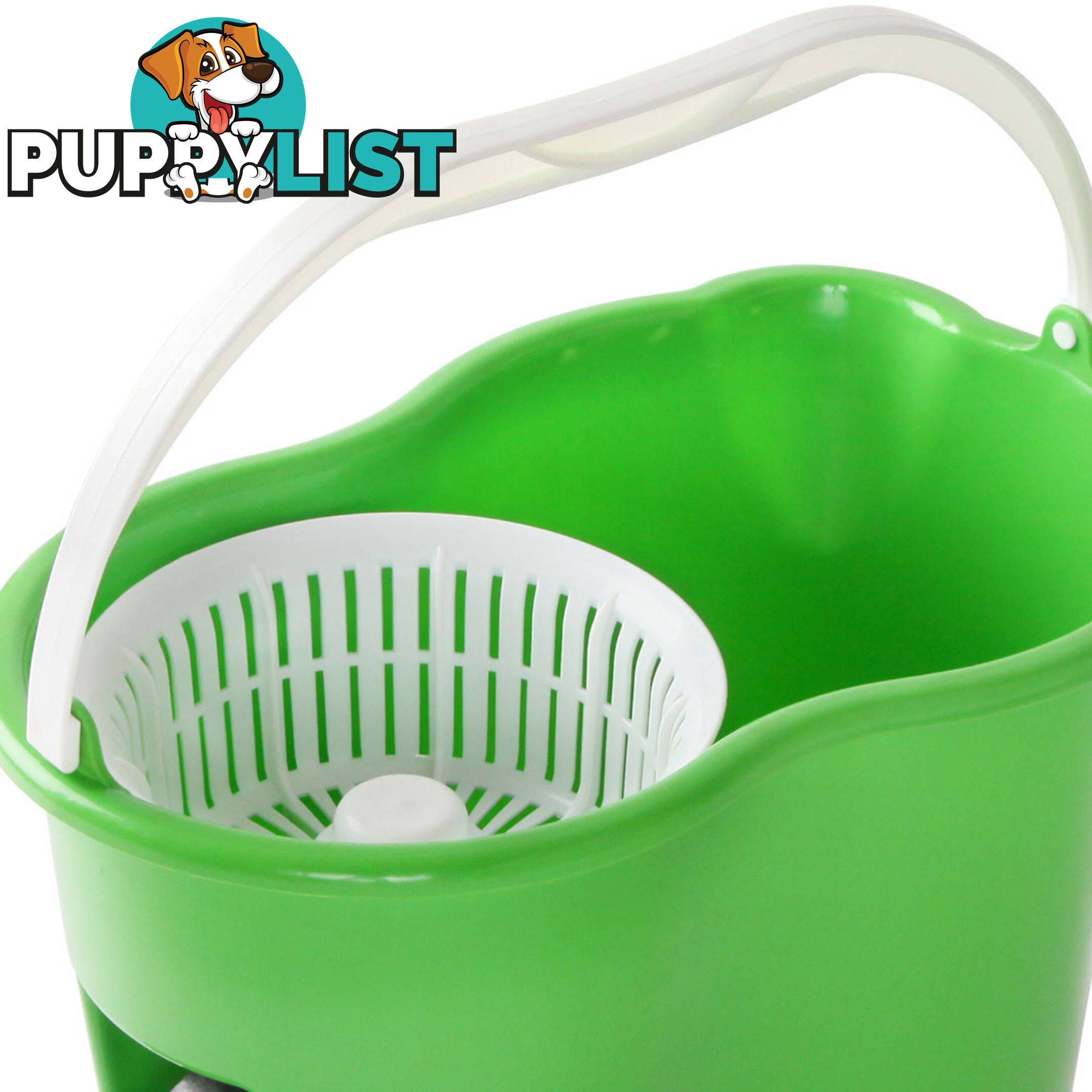 360 Degree Spinning Mop Microfibre Spin Dry Bucket with 2 Mop Heads - Green