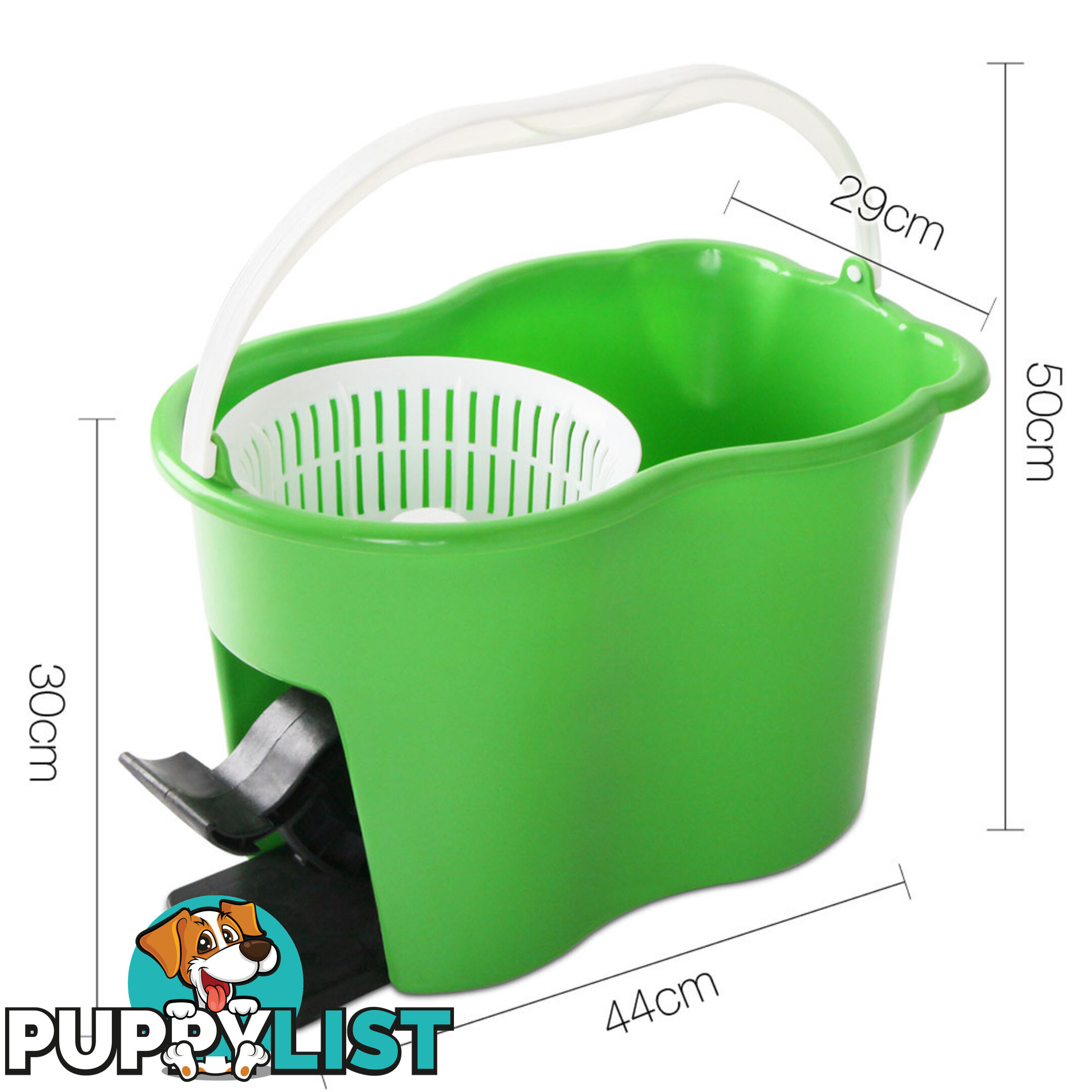 360 Degree Spinning Mop Microfibre Spin Dry Bucket with 2 Mop Heads - Green