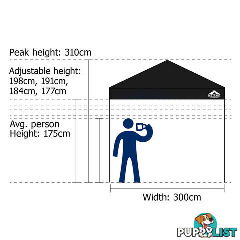 3X3 Pop Up Gazebo - Black