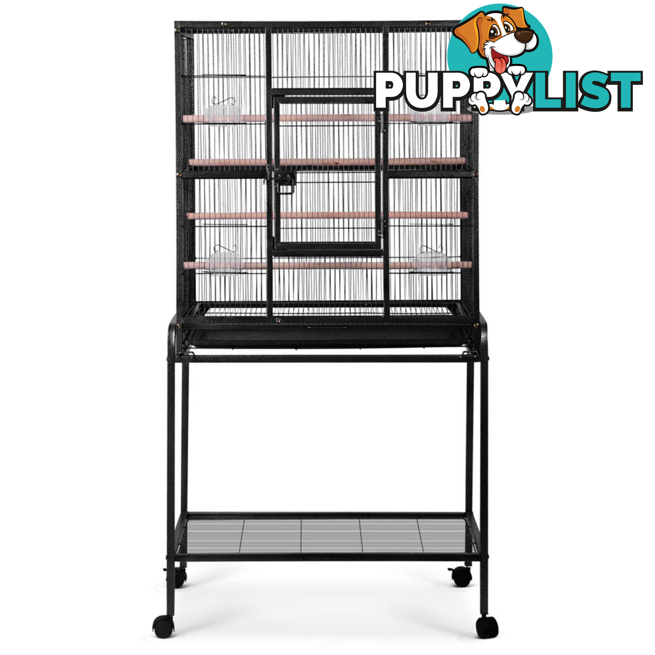 Pet Parrot Aviary Bird Cage w/ Wheels Stand 160cm Black