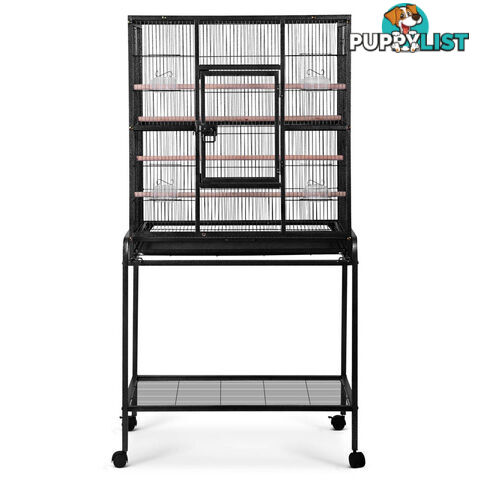 Pet Parrot Aviary Bird Cage w/ Wheels Stand 160cm Black