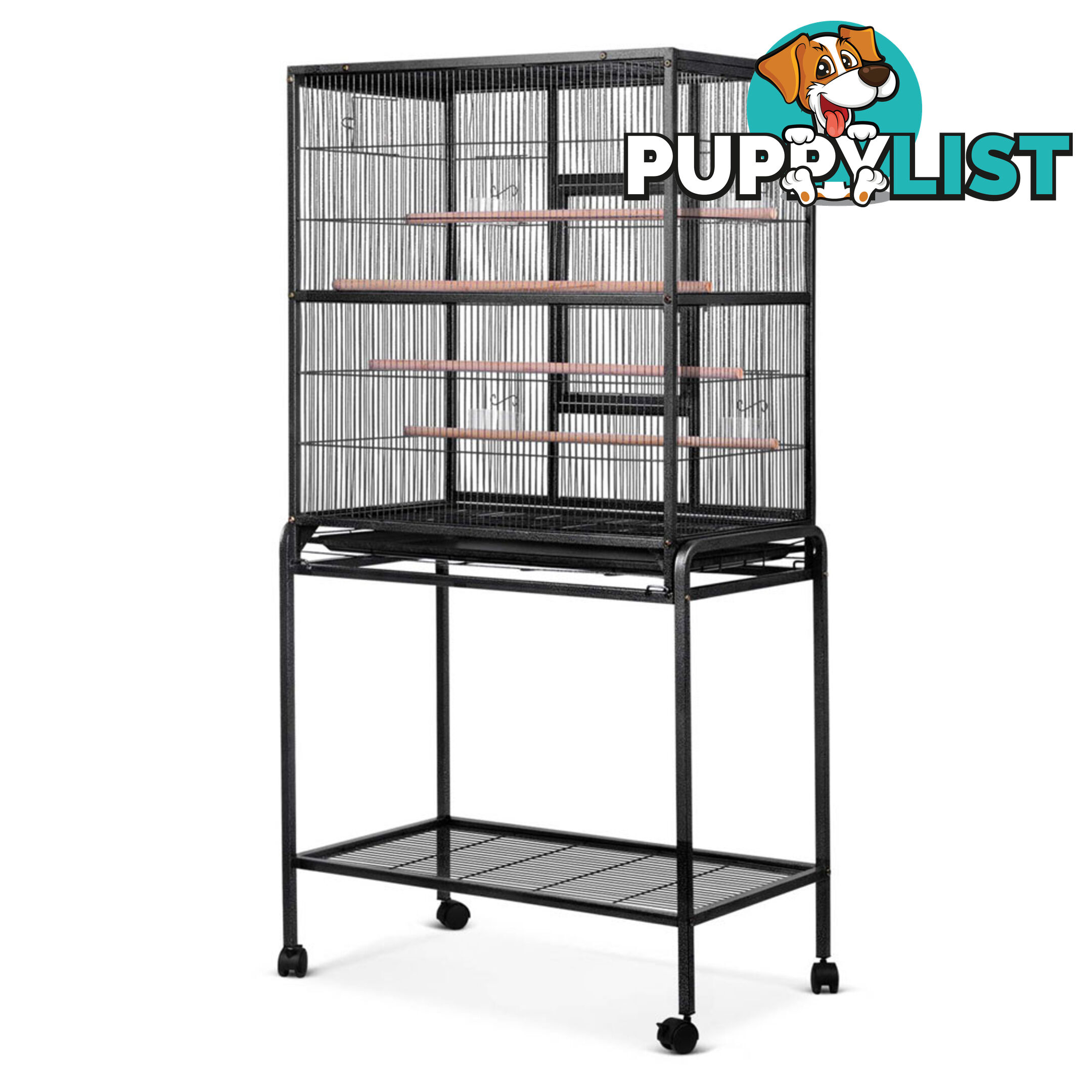 Pet Parrot Aviary Bird Cage w/ Wheels Stand 160cm Black