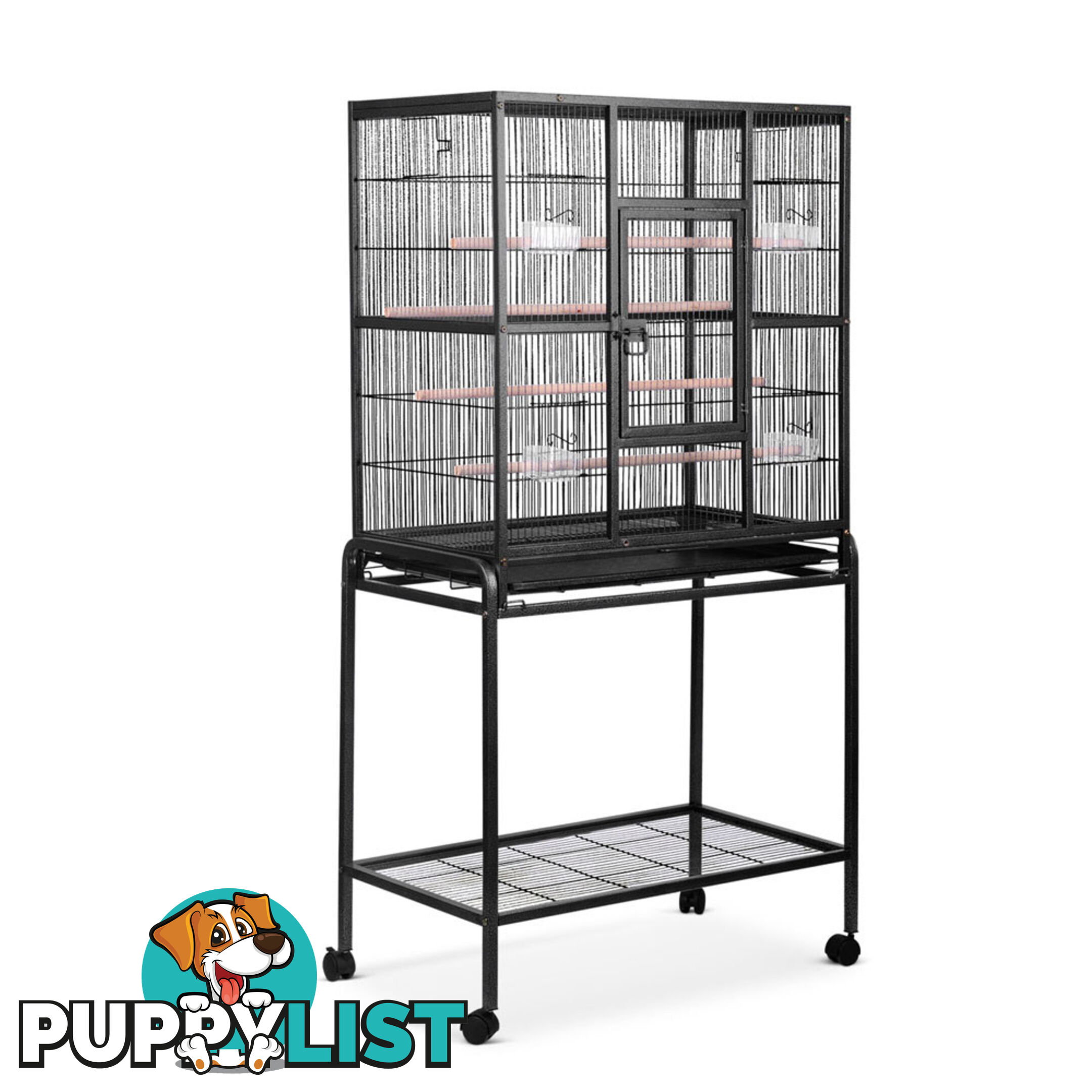 Pet Parrot Aviary Bird Cage w/ Wheels Stand 160cm Black