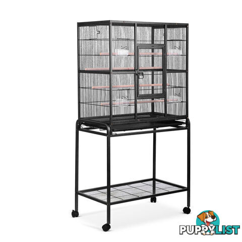 Pet Parrot Aviary Bird Cage w/ Wheels Stand 160cm Black