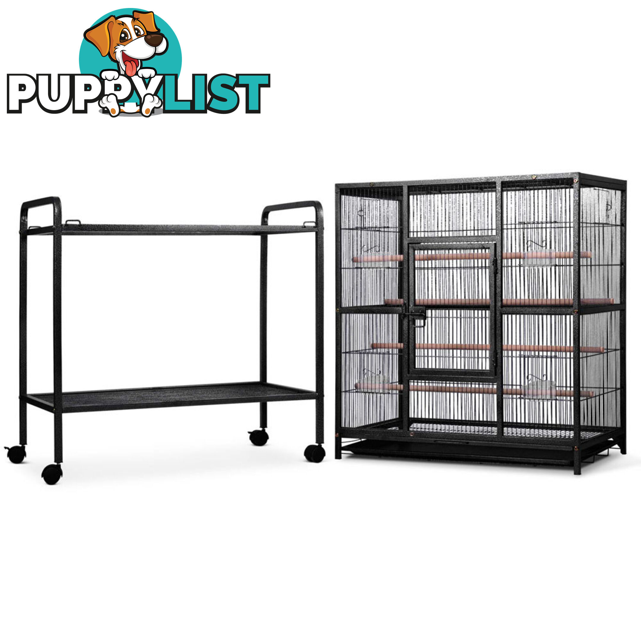 Pet Parrot Aviary Bird Cage w/ Wheels Stand 160cm Black