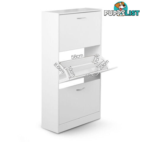 3 Drawers Chest Shoe Cabinet Storage Organizer White