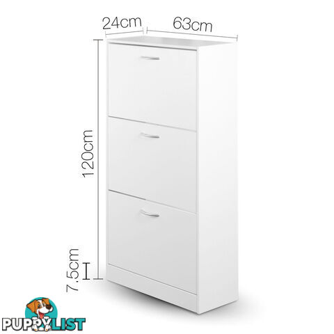 3 Drawers Chest Shoe Cabinet Storage Organizer White