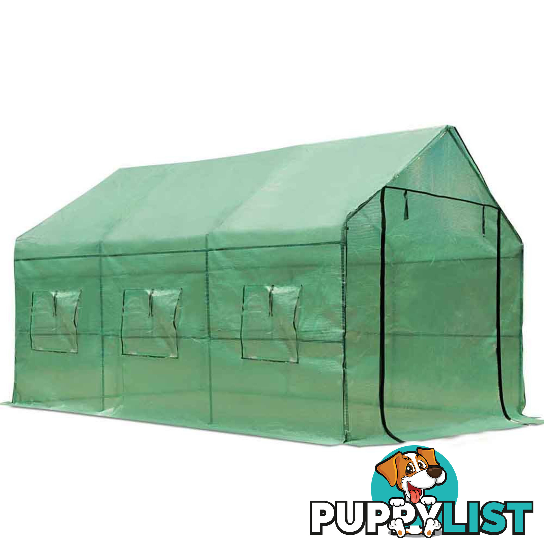 Greenhouse with Green PE Cover - 3.5M x 2M