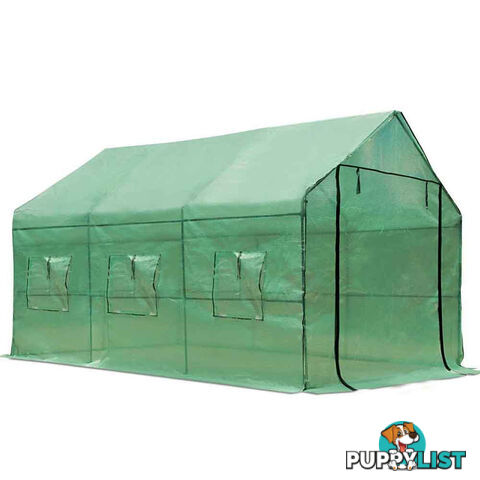 Greenhouse with Green PE Cover - 3.5M x 2M