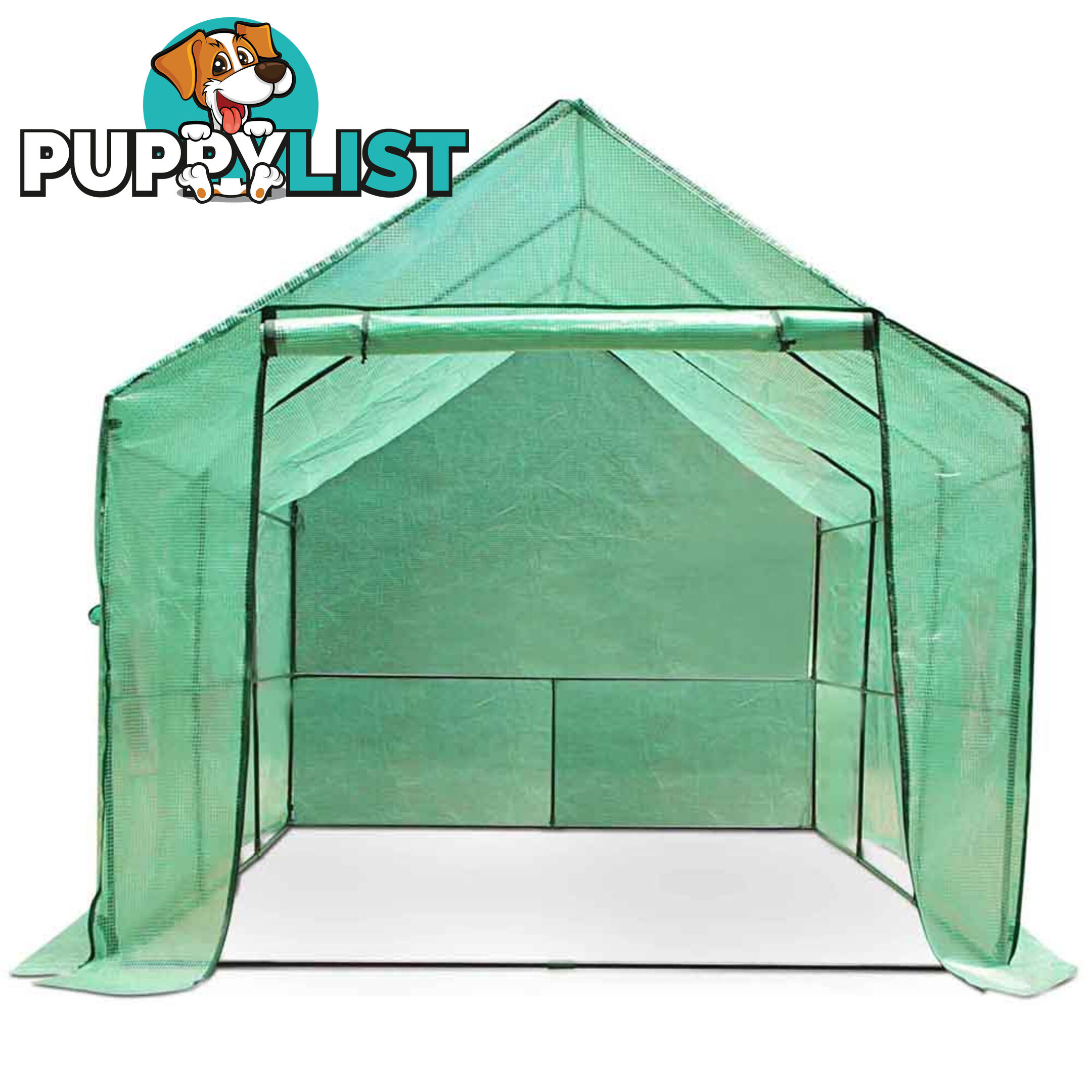 Greenhouse with Green PE Cover - 3.5M x 2M