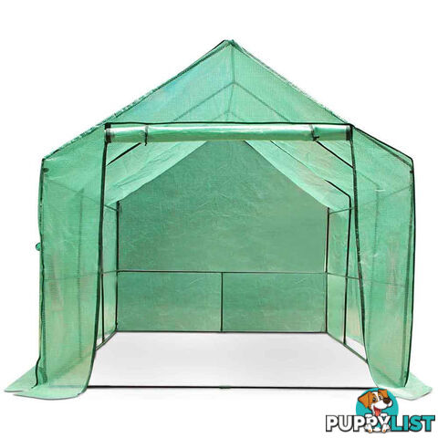 Greenhouse with Green PE Cover - 3.5M x 2M