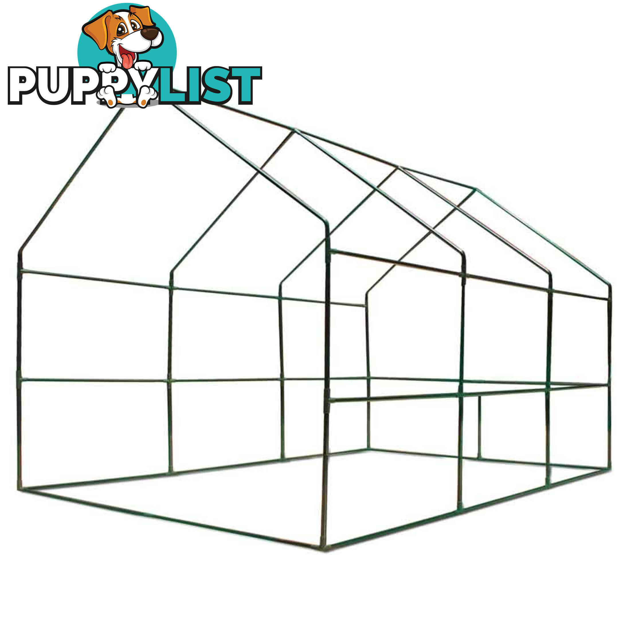 Greenhouse with Green PE Cover - 3.5M x 2M