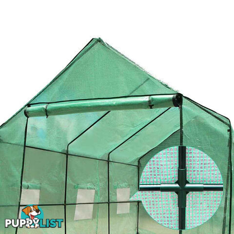 Greenhouse with Green PE Cover - 3.5M x 2M