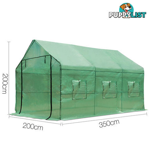 Greenhouse with Green PE Cover - 3.5M x 2M