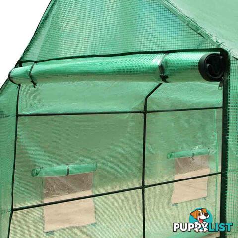 Greenhouse with Green PE Cover - 3.5M x 2M