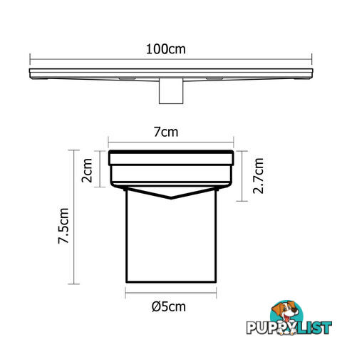 Heelguard Stainless Steel Shower Grate Drain Floor Bathroom 1000mm