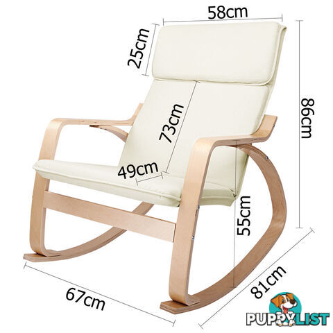 Bentwood Fabric Rocking Armchair Beige