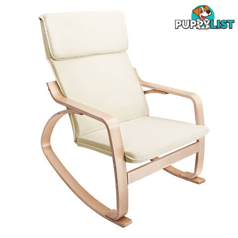 Bentwood Fabric Rocking Armchair Beige