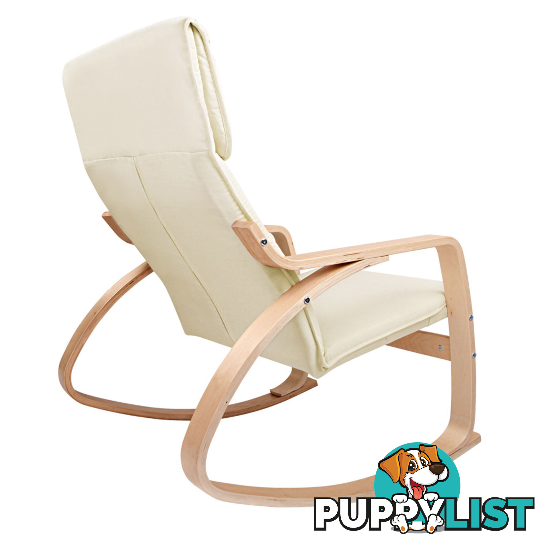 Bentwood Fabric Rocking Armchair Beige