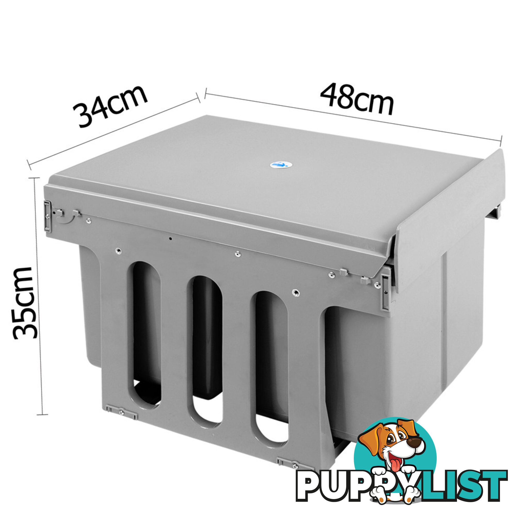 Duel Side Pull Out Rubbish Waste Basket 2 x 15L