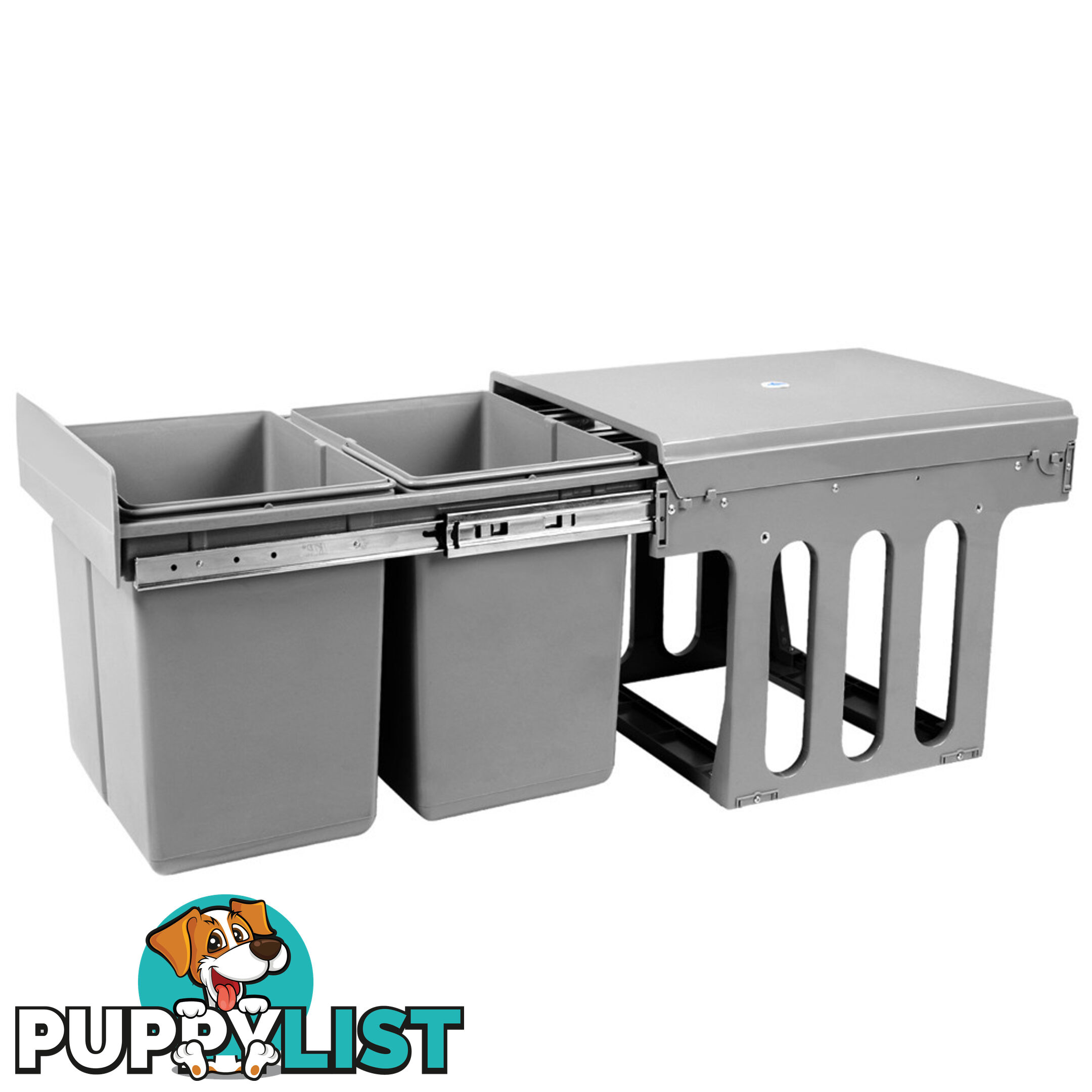 Duel Side Pull Out Rubbish Waste Basket 2 x 15L