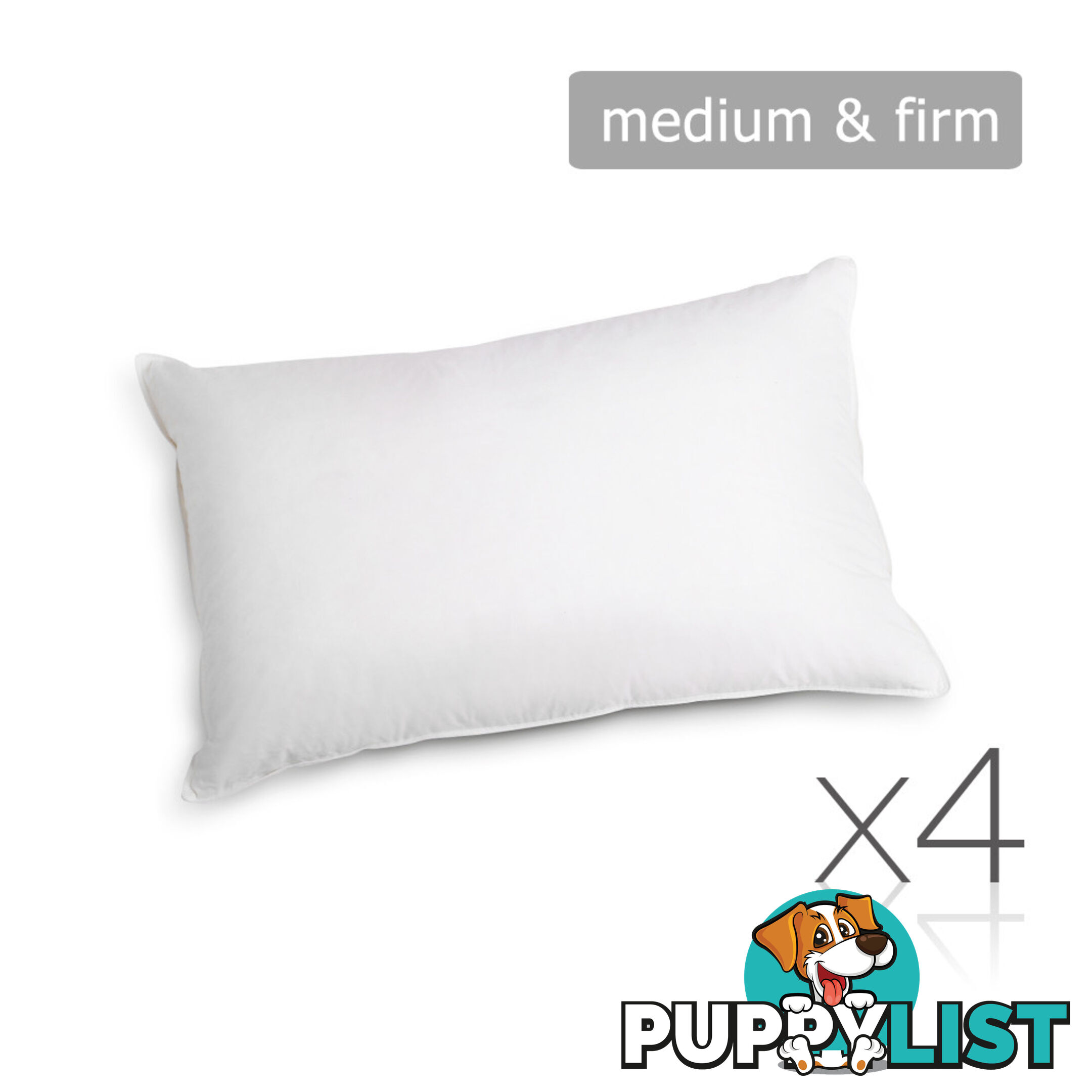 Set of 4 Pillows - 2 Soft & 2 Medium