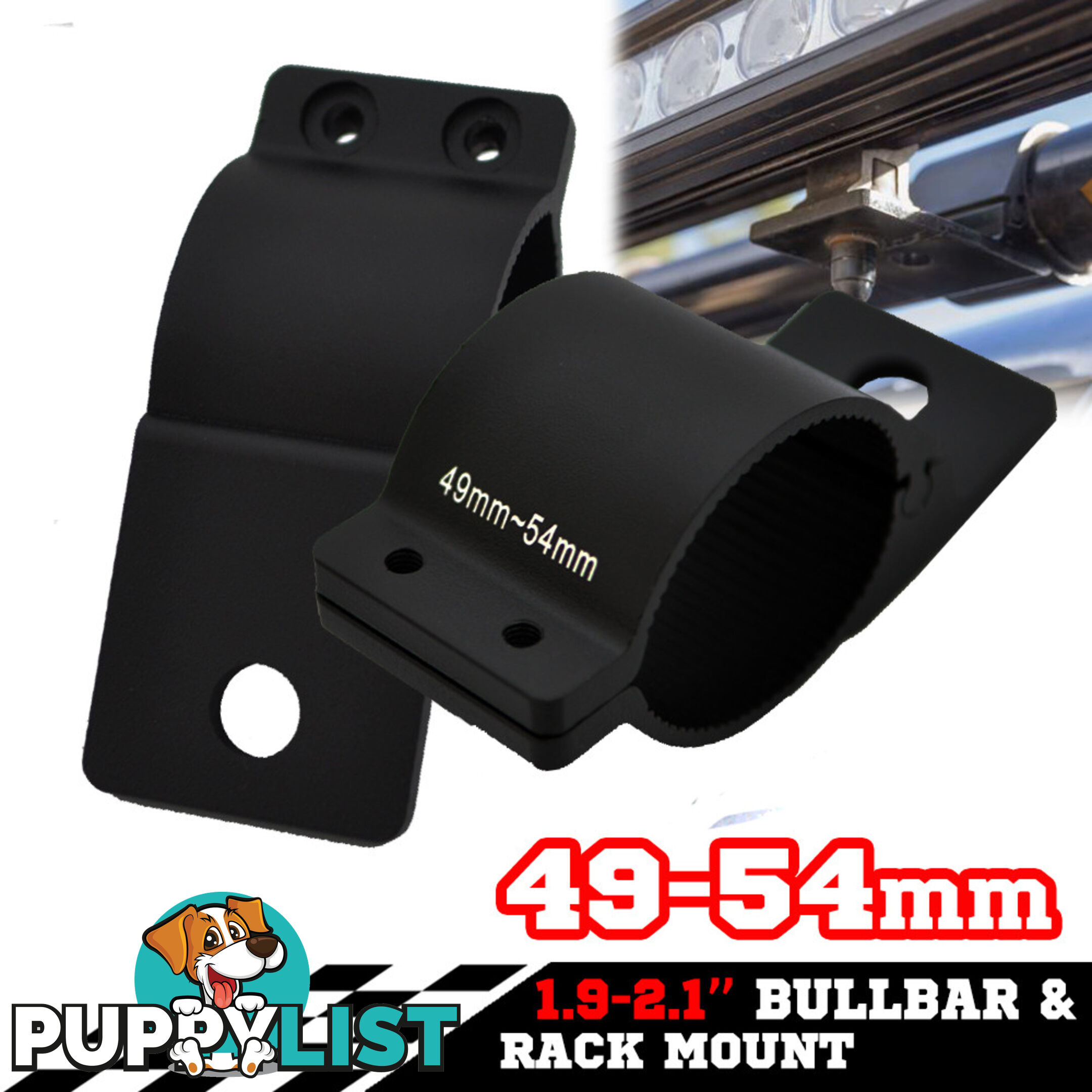 PAIR Bullbar Mounting Bracket Clamp FOR LIGHT BAR Rigid HID ARB MOUNT 49 54mm