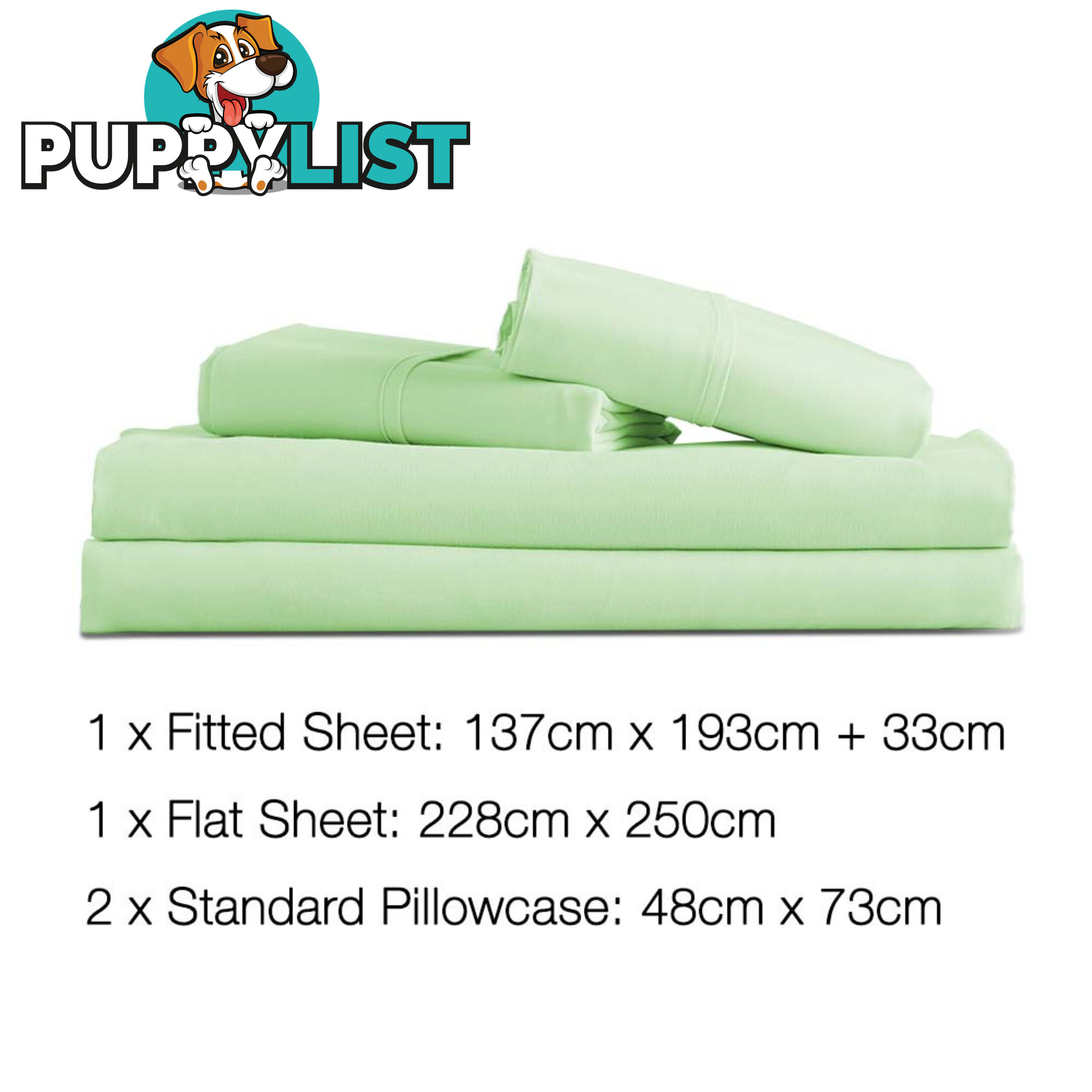 4 Piece Microfibre Sheet Set Double Green