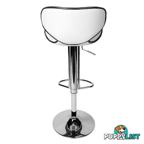 Set of 2 PU Leather Wooden Kitchen Bar Stool Padded Seat White